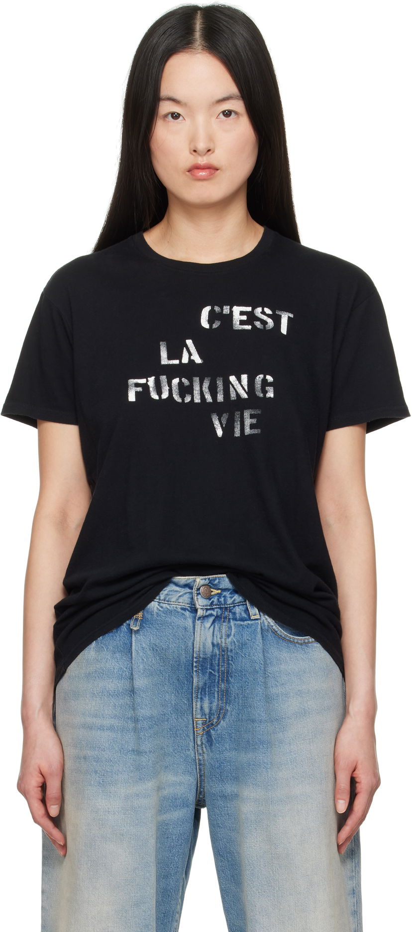 T-shirt R13 R13 'C'est La Fucking Vie' Boy T-Shirt Svart | R13WK001-K123A