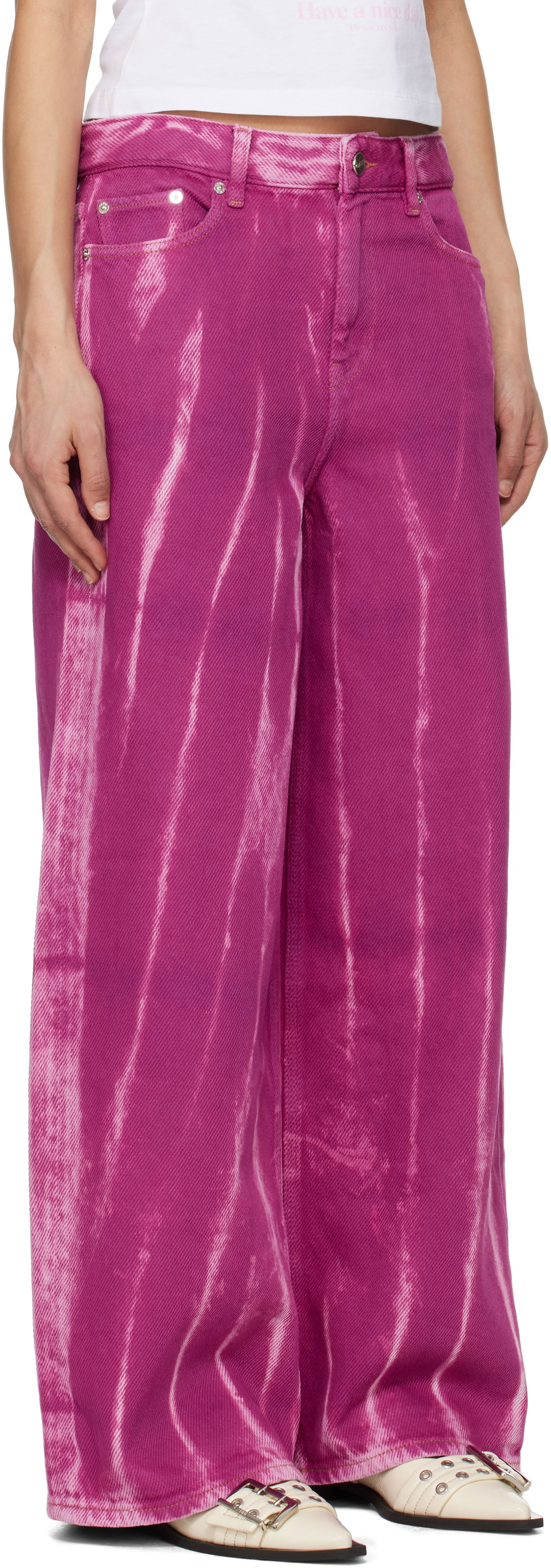 Jeans GANNI GANNI Overdyed Heavy Denim Marri Jeans Purpur | J1671, 1