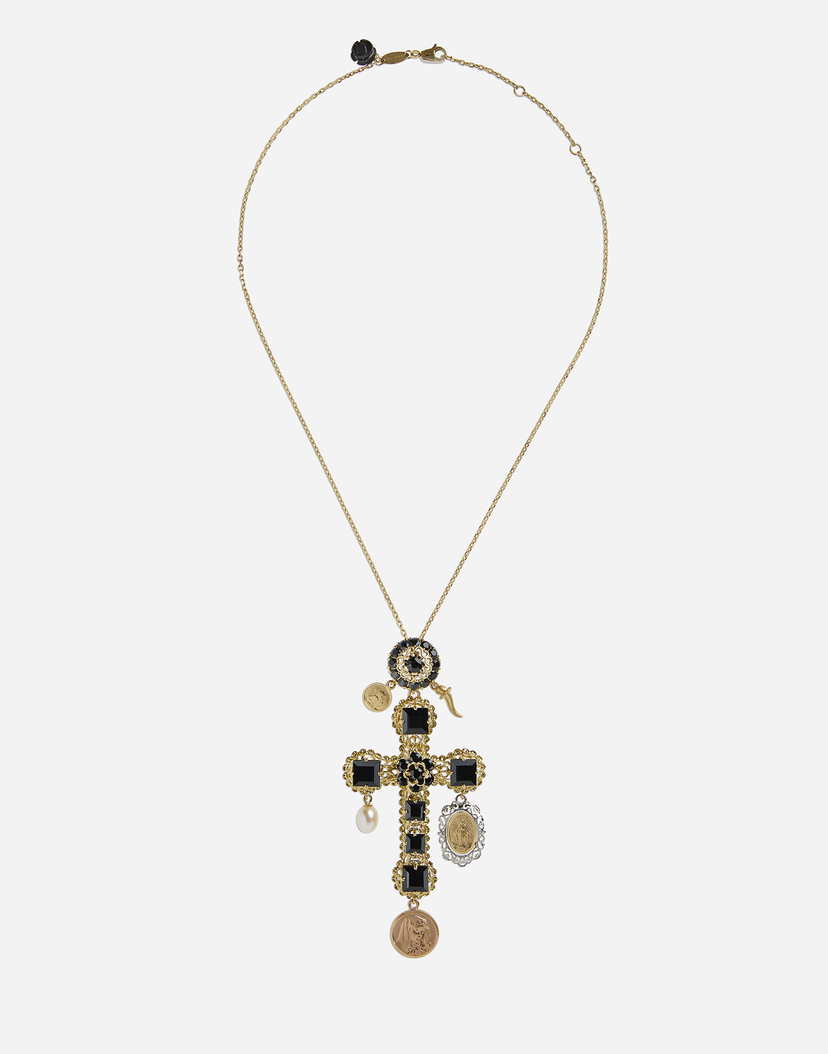 Halsband Dolce & Gabbana Dolce & Gabbana Sapphire Cross Charm Necklace Metallisk | WADC1GW0001ZOO00