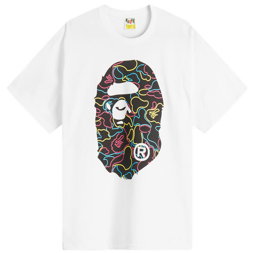 T-shirt BAPE Neon Camo Big Ape Head Tee Vit | 001TEL301039M-WHT