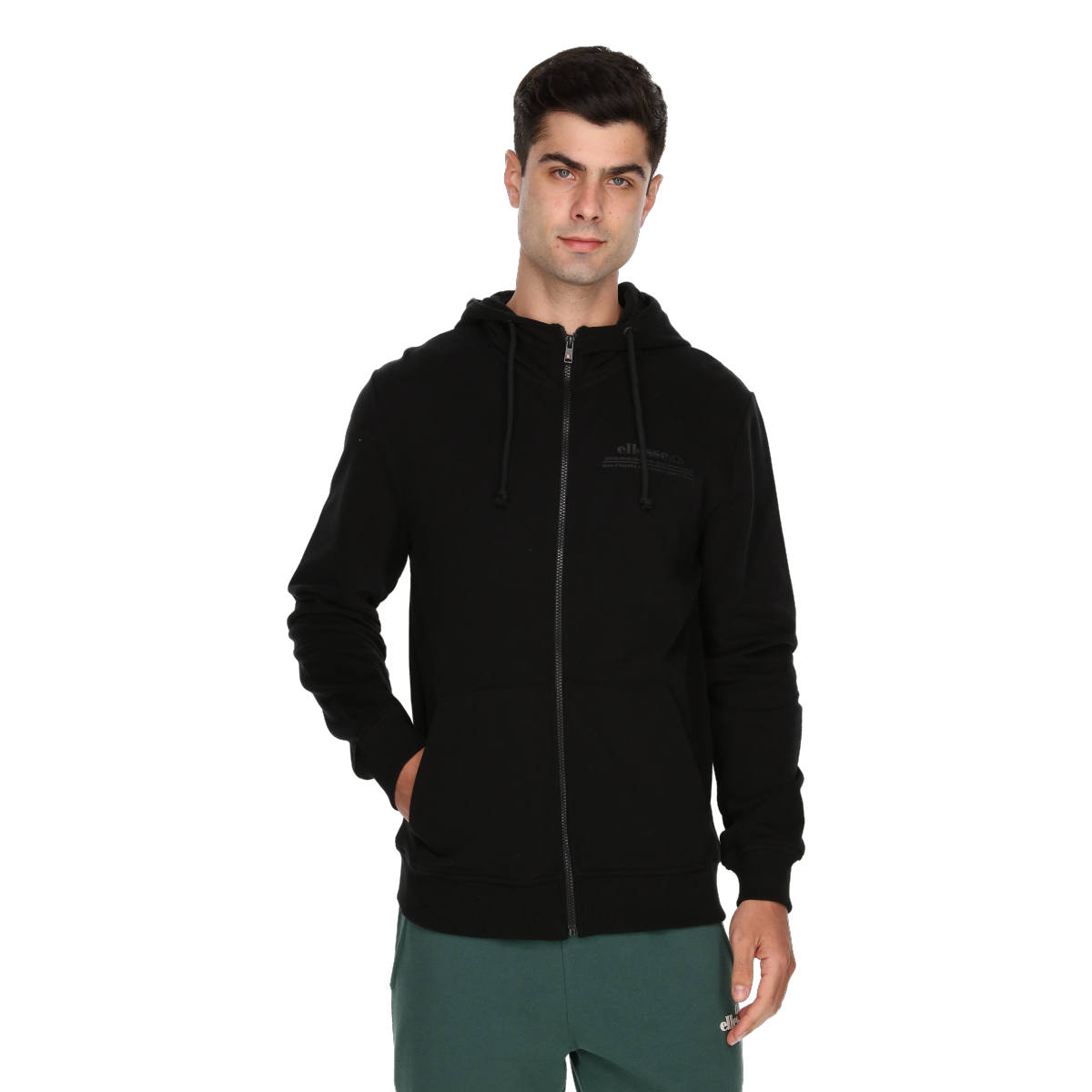 Sweatshirt Ellesse Zip-Up Drawstring Hoody Svart | ELA243M602-01, 0