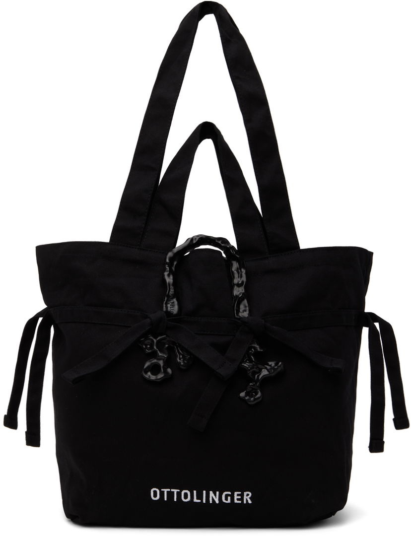 Tygpåse Ottolinger SSENSE Exclusive Tie-Detail Tote with Sculptural Charms Svart | 1702303