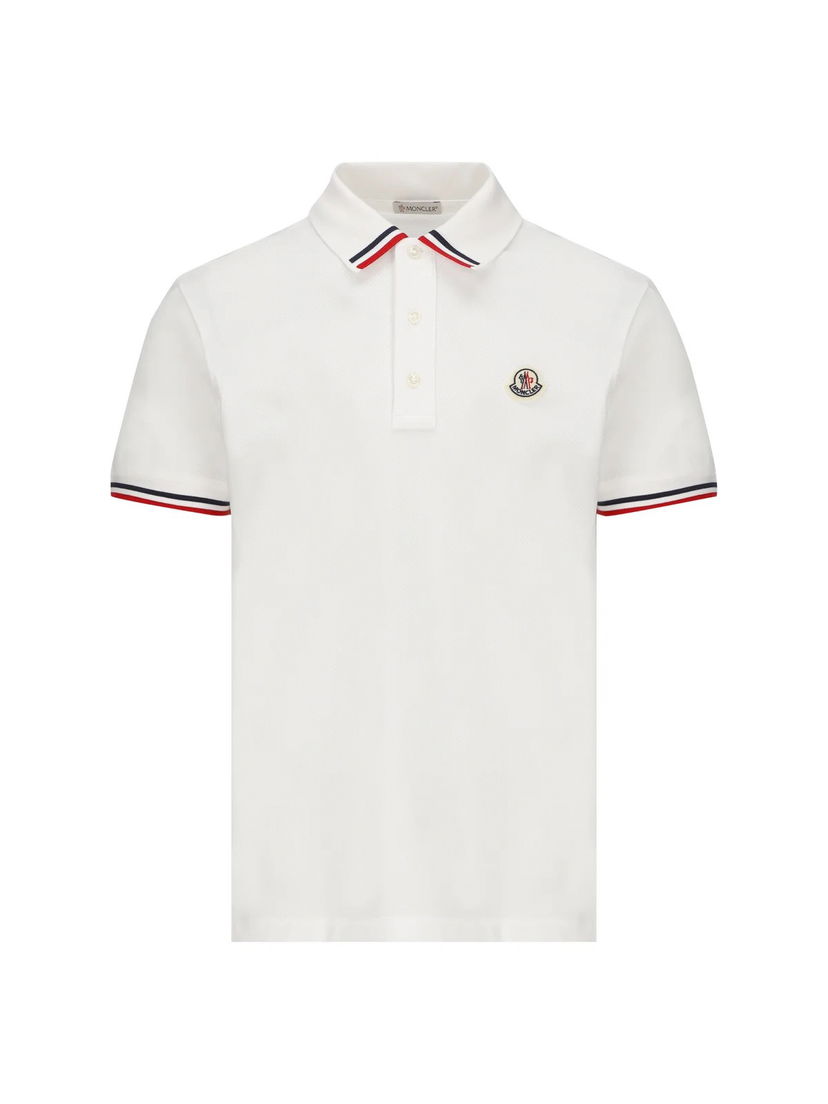 Polotröja Moncler Logo Patch Polo Shirt Vit | I1 091 8A00015 899UR 002