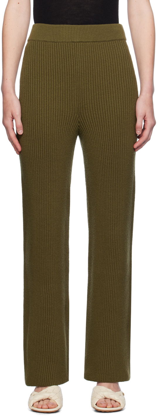 Byxor Jil Sander Wool Straight-Leg Trousers Grön | J40KA0220_J14738
