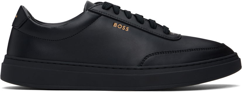 Sneakers och skor BOSS BOSS Coated-Leather Logo Svart | 50536504