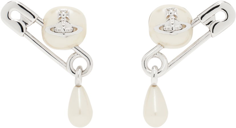 Örhängen Vivienne Westwood Vivienne Westwood Claude Pearl Drop Safety Pin Earrings Vit | 62010363-02P103-