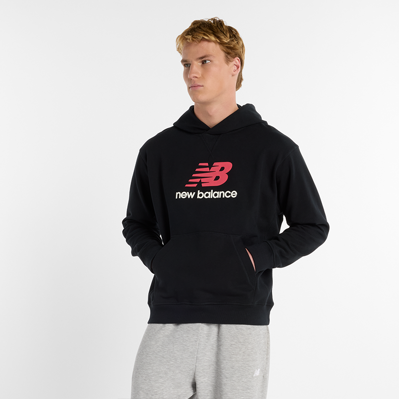 Sweatshirt New Balance Essentials Stacked Logo Hoodie Svart | NBMT51512BK