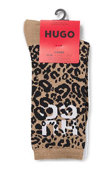 Strumpor BOSS Two-Pack of Socks with Leopard Print Brun | 50543172, 1