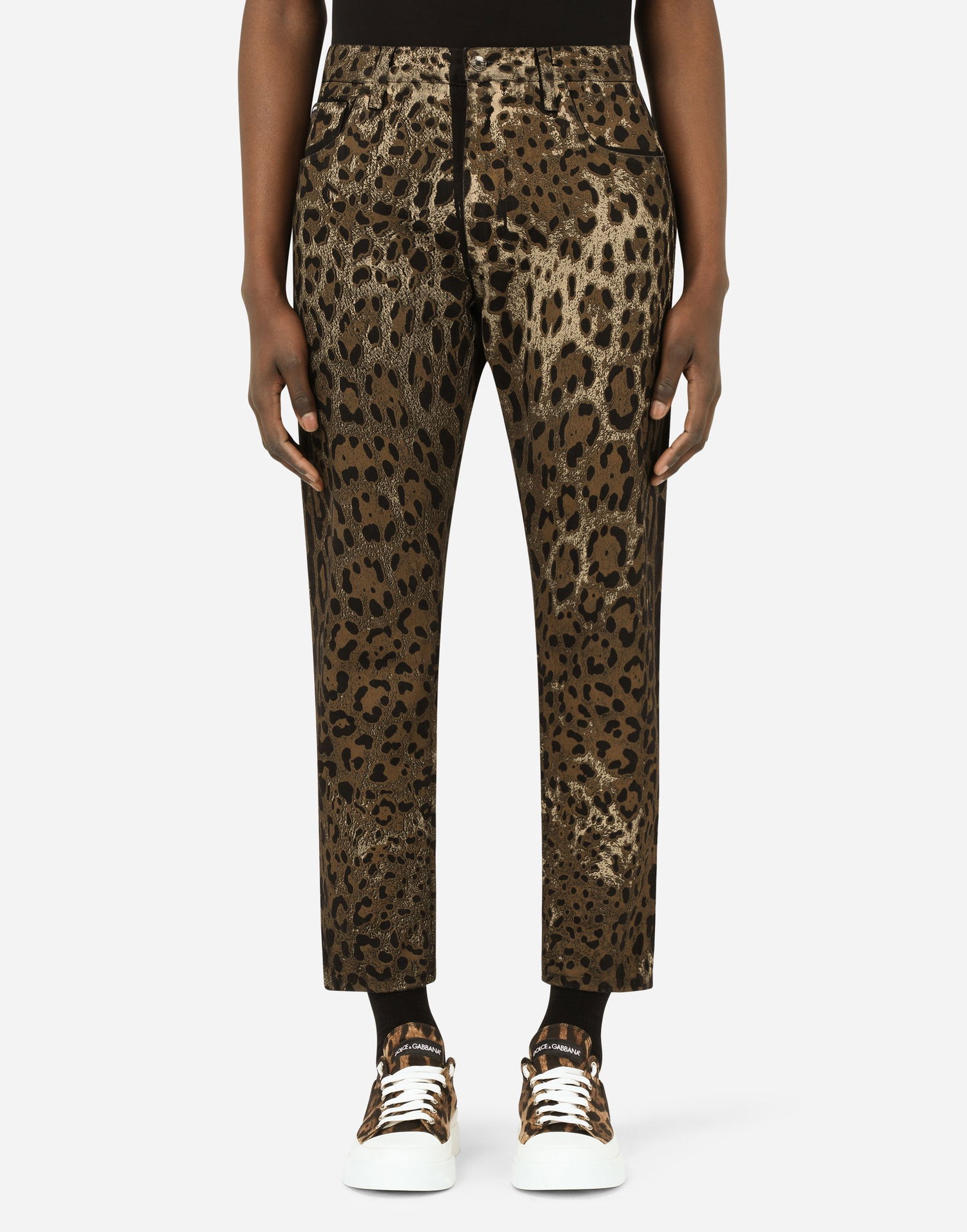 Jeans Dolce & Gabbana Dolce & Gabbana Leopard Print Denim Pants Brun | GYJDADG8EI1S9001, 1