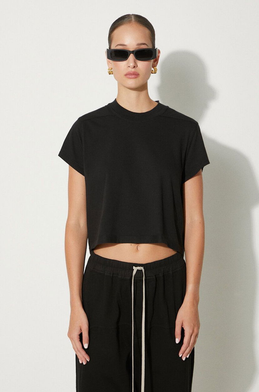 T-shirt Rick Owens Cropped Small Level T-Shirt Svart | DS02D2207.RN