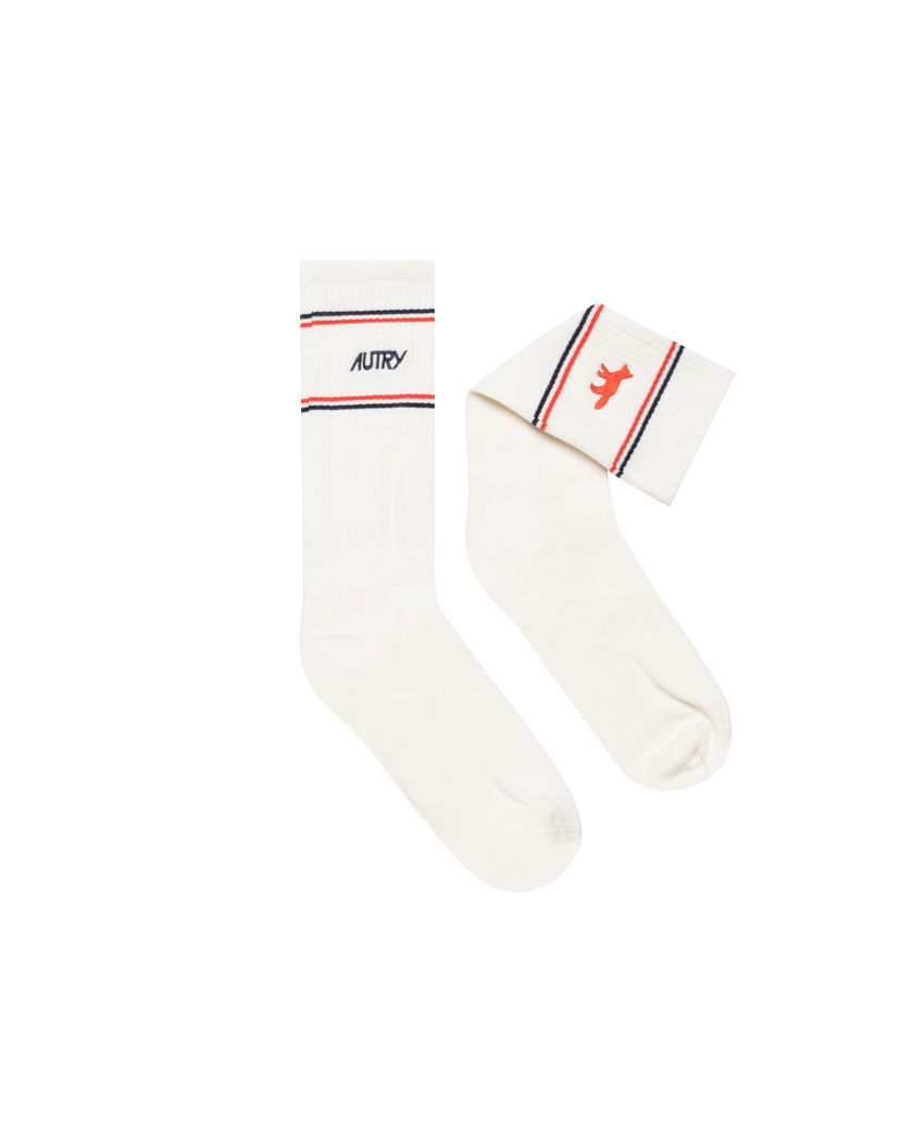 Strumpor Autry Autry x Maison Kitsuné Crew Socks Vit | SOPUMK4W