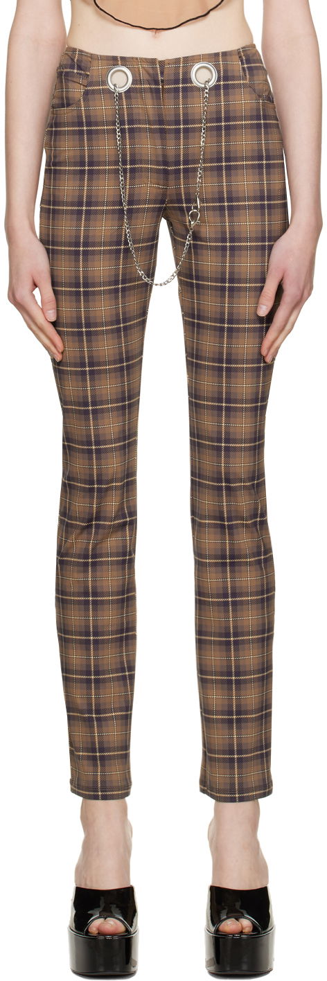 Byxor Miaou Miaou Tommy Plaid Trousers with Chain Brun | 1004PTCHP