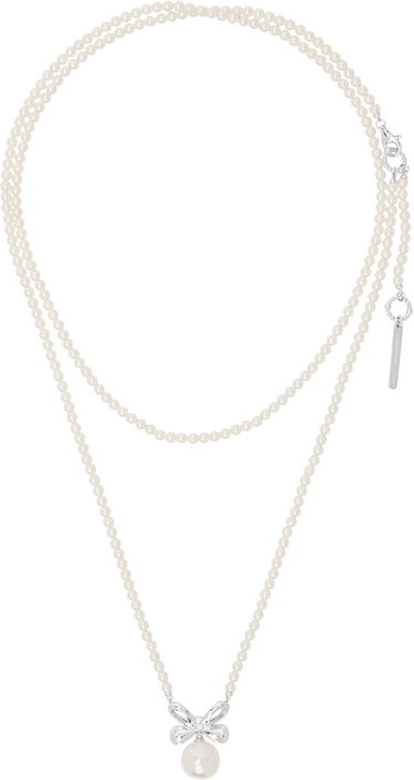 Halsband SHUSHU/TONG SHUSHU/TONG Zirconia Butterfly Flower Pearl Long Necklace Vit | 24721WHT00NN, 0