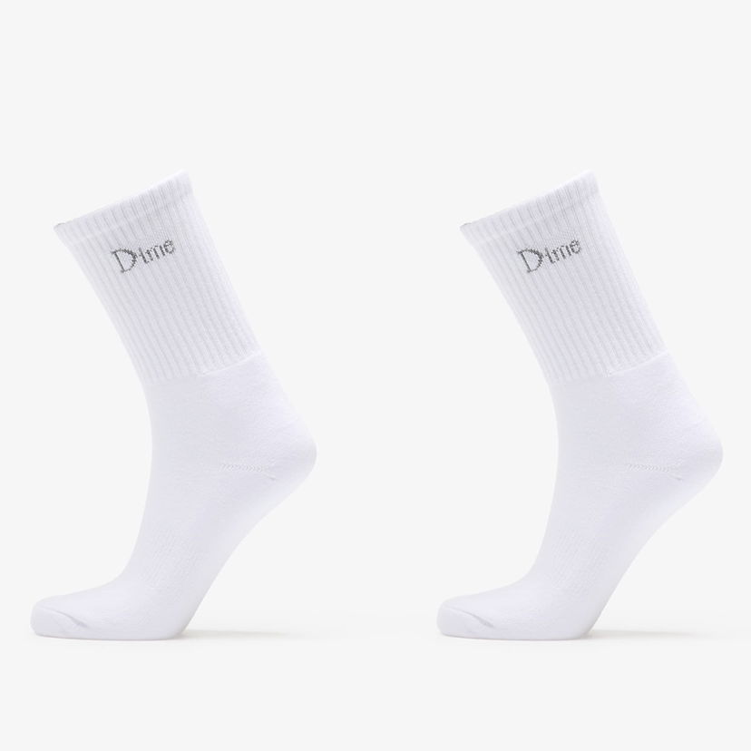 Strumpor Dime Dime Classic Long Socks (2 Pairs) Vit | DIMEFA2539WHT
