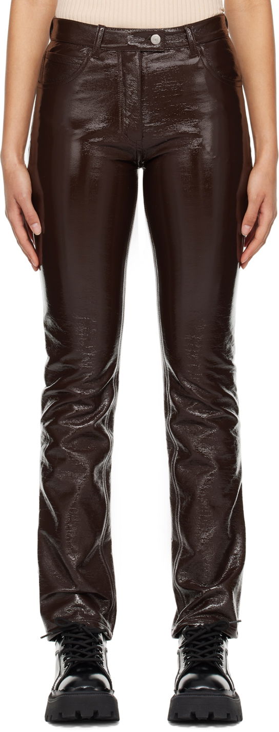Byxor Courrèges Five-Pocket Vinyl Trousers Brun | PERCPA013VY0003