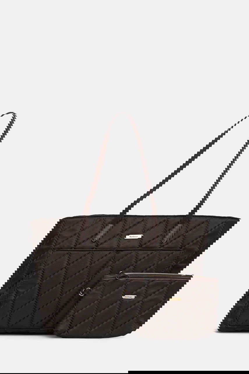 Tygpåse Barbour Barbour Quilted Tote Bag with Pouch Brun | LBA0395, 0