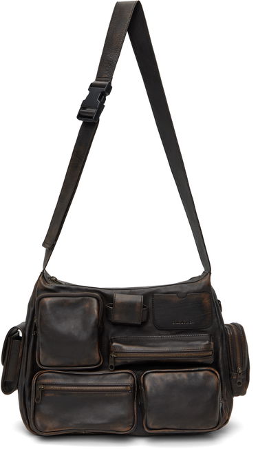 Axelväska Balenciaga Balenciaga Superbusy Multi-Pocket Leather Messenger Bag Brun | 7852972ABFZ, 0