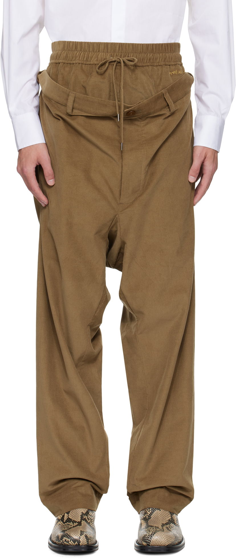 Byxor Vivienne Westwood Vivienne Westwood Builder Drop Crotch Corduroy Trousers Brun | 2F01001R-W0186-