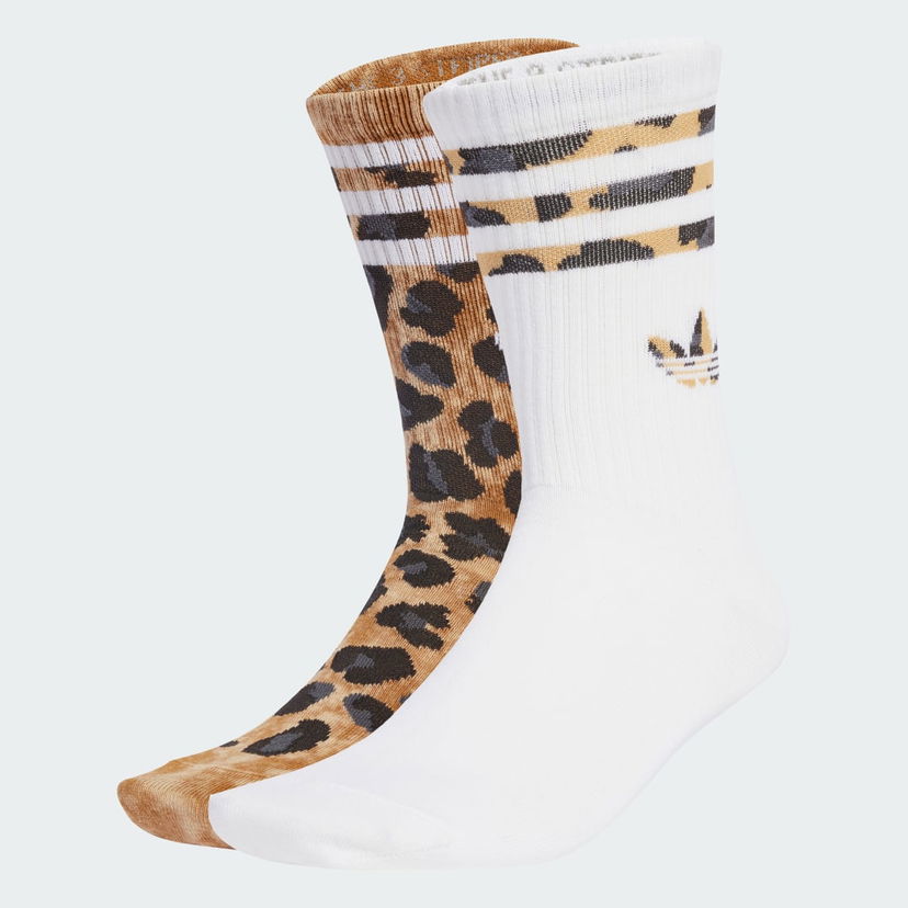 Strumpor adidas Performance Leopard Print Crew Socks 2 Pairs Vit | JV7855