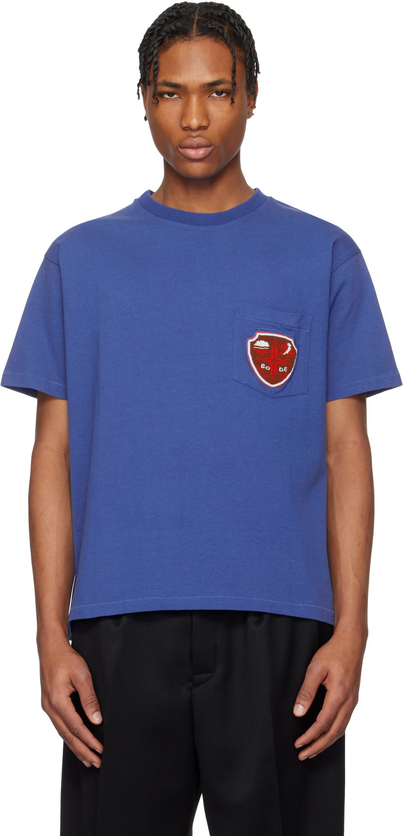 T-shirt Bode Bode Crest Pocket T-Shirt Blå | MRS25CS048