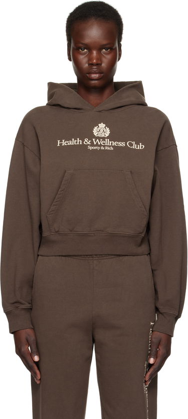 Sweatshirt Sporty & Rich H&W Crest Cropped Hoodie Brun | ST074512241BR03, 0