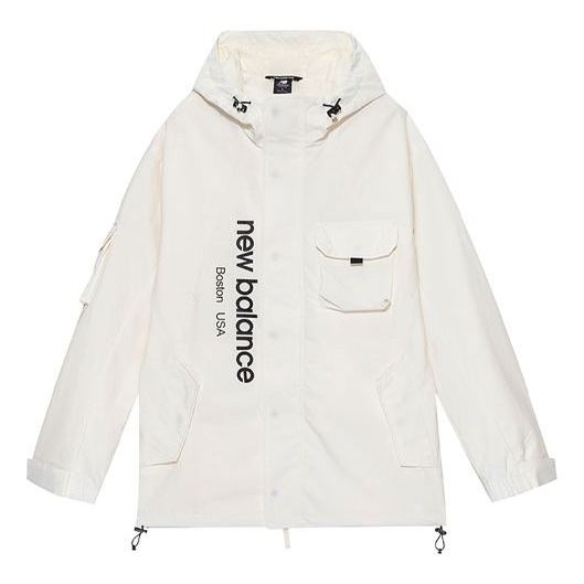 Vindjacka New Balance Men's Logo Cargo Hooded Jacket Vit | AMJ13392-IV