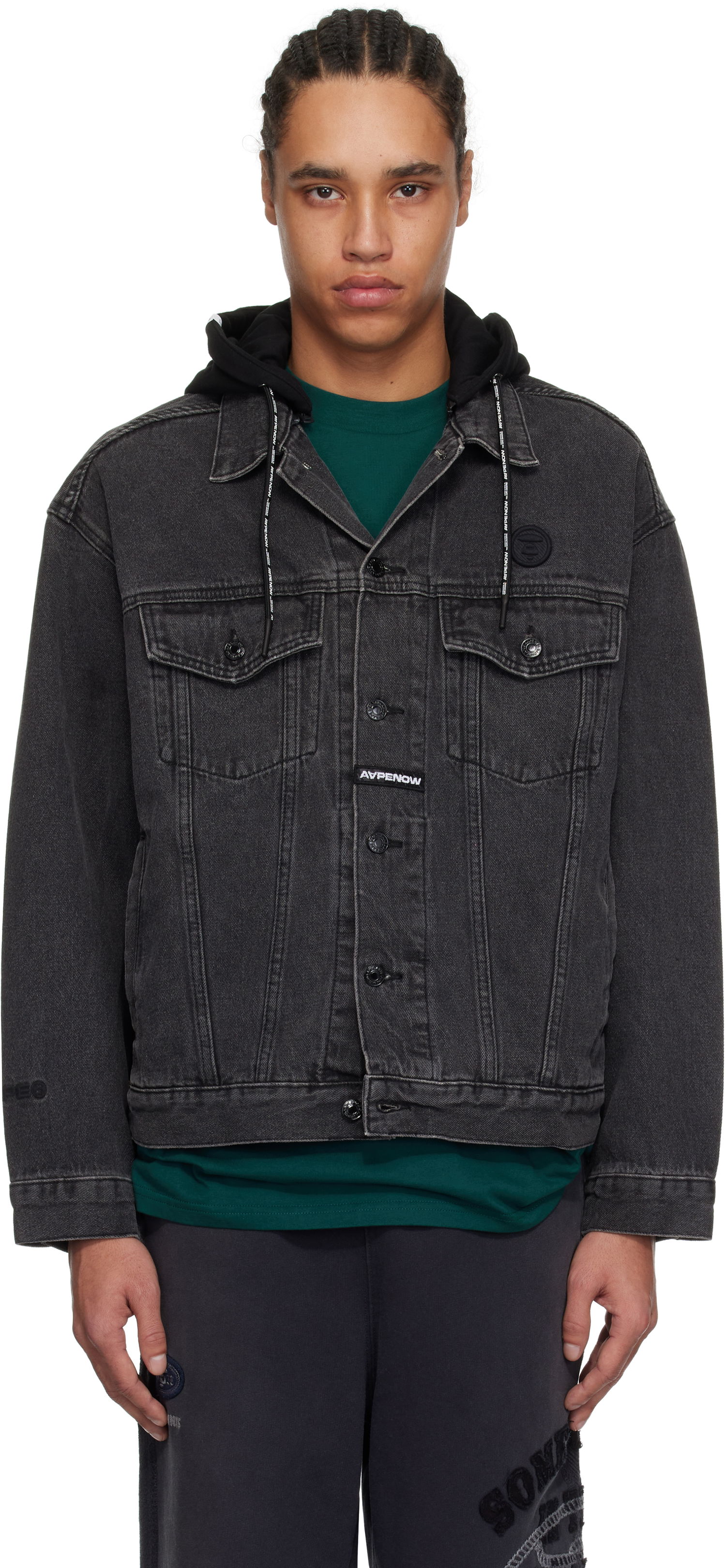 Jacka AAPE by A Bathing Ape AAPE by A Bathing Ape 'AAPE Now' Denim Jacket Svart | AAPLJM7700XXNBKL, 0