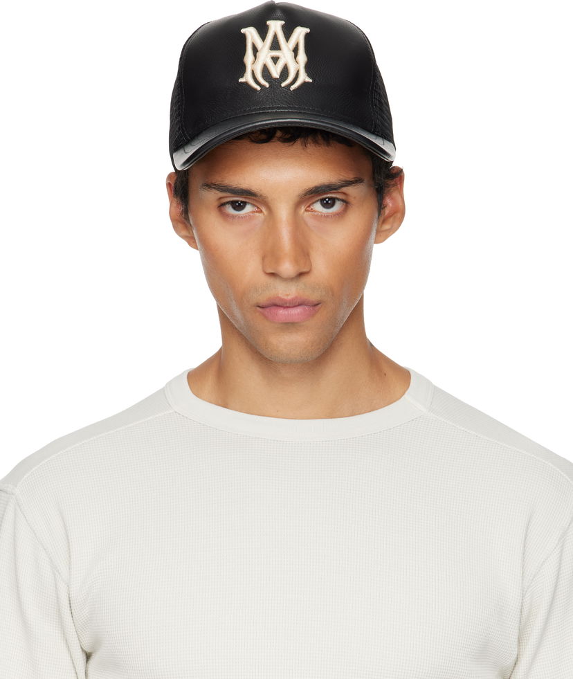 Keps AMIRI AMIRI MA Leather Trucker Cap Svart | AMHATR1039
