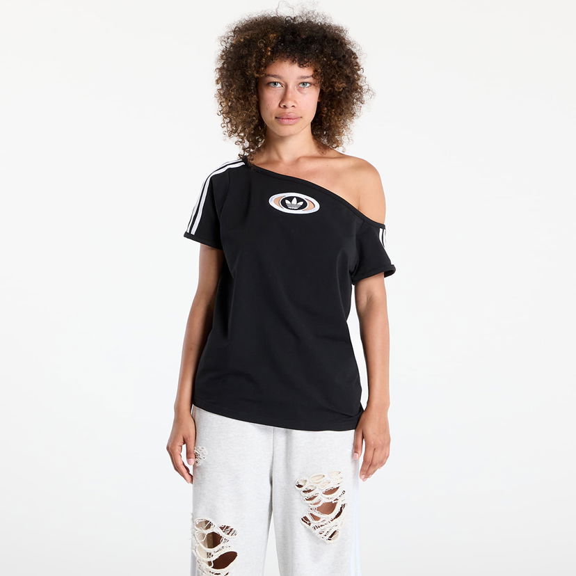 T-shirt adidas Originals adidas Originals Campus 2000 Off Shoulder T-Shirt Svart | KC8796