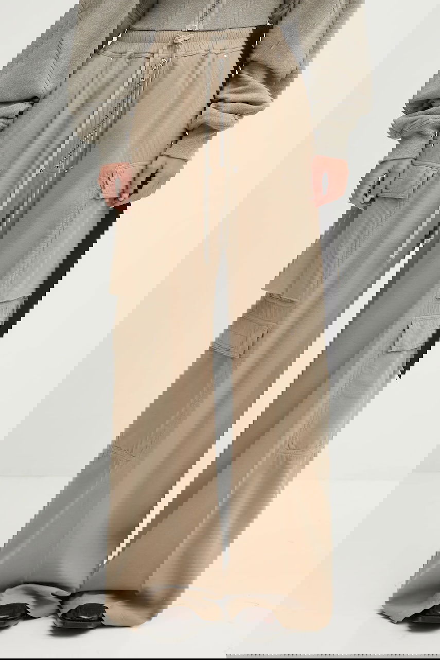 Cargo byxor Rick Owens Rick Owens DRKSHDW Double Cargo Jumbo Belas High Waist Wide Leg Pants Beige | DS02E7324.CFL, 0