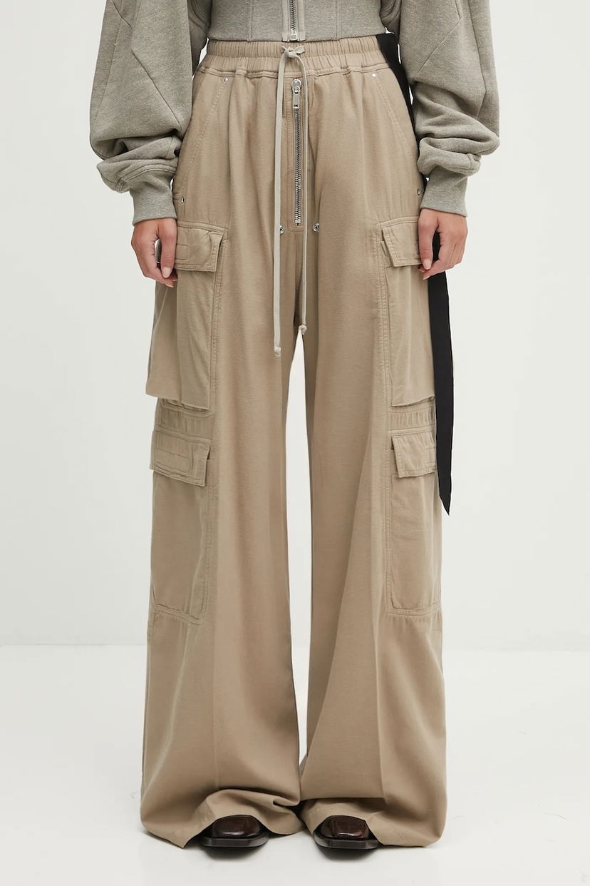 Cargo byxor Rick Owens Rick Owens DRKSHDW Double Cargo Jumbo Belas High Waist Wide Leg Pants Beige | DS02E7324.CFL
