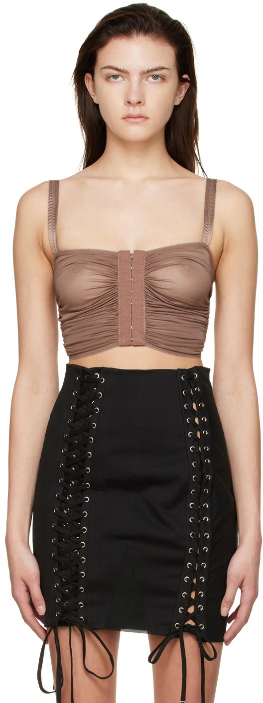 Linne Dolce & Gabbana Brown Viscose Tank Top Brun | F751ST HU7J4