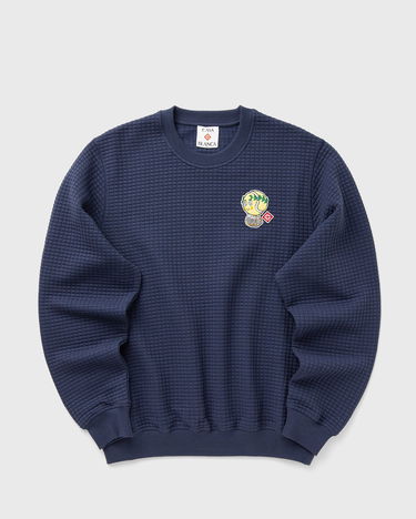 Sweatshirt Casablanca Grid Laurel Patch Sweatshirt Mörkblå | AW25-JTP-420-02, 1