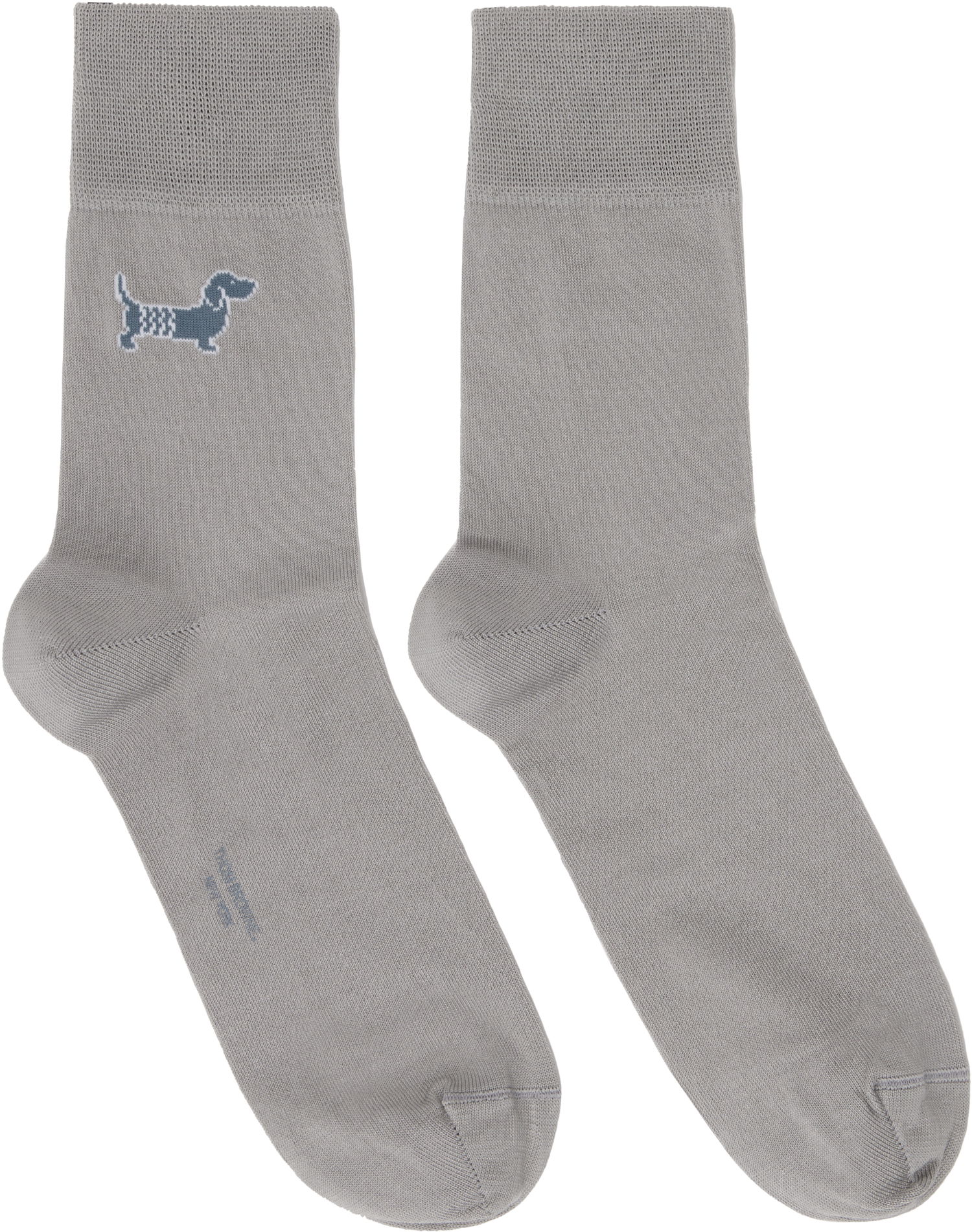 Strumpor Thom Browne Cotton Crew Socks With Dog Embroidery Grå | FAS220A-Y3012, 0