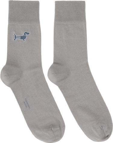 Strumpor Thom Browne Cotton Crew Socks With Dog Embroidery Grå | FAS220A-Y3012, 0