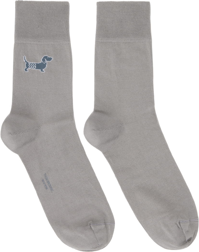 Strumpor Thom Browne Cotton Crew Socks With Dog Embroidery Grå | FAS220A-Y3012