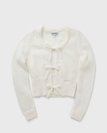 Sweater GANNI Tie String Light Mohair Cardigan Vit | K2343-135, 0