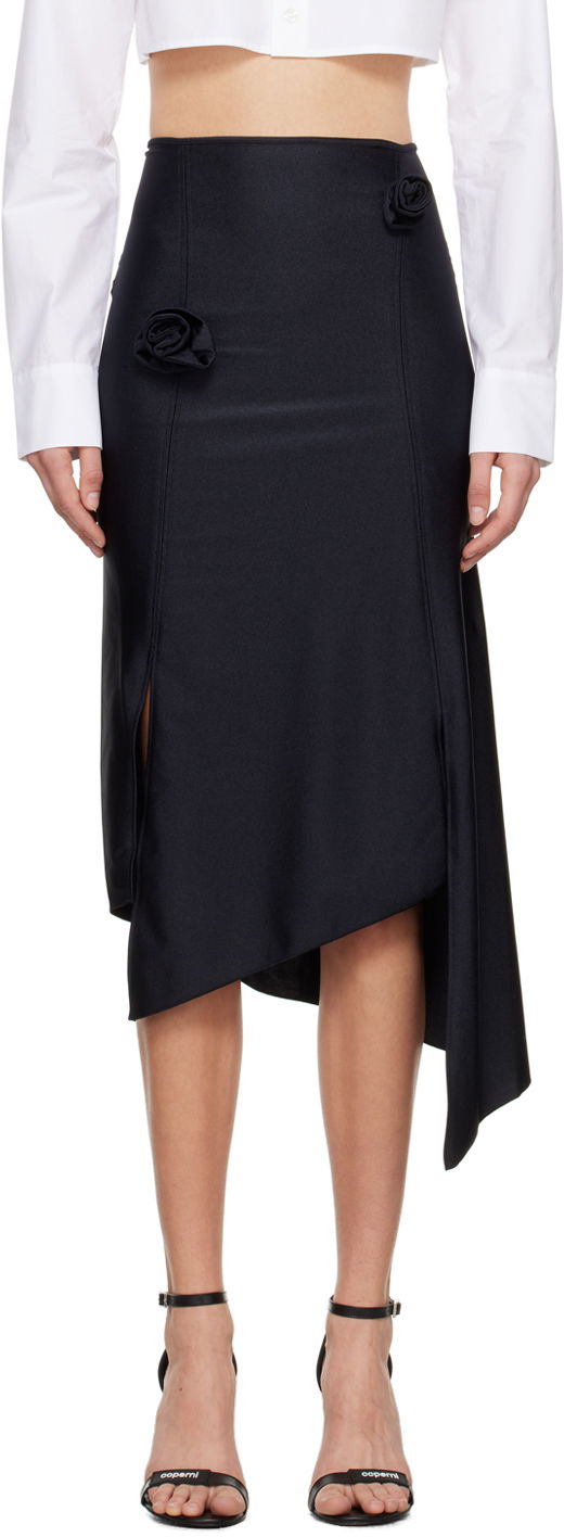 Kjol Coperni Flower Detail Asymmetrical Midi Skirt Svart | COPJS30545