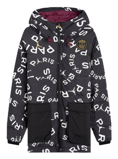 Parkas Jordan PSG Paris Saint Germain Down AOP Parka Jacket Svart | CK9736-010