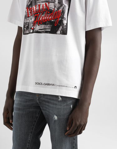 T-shirt Dolce & Gabbana Dolce & Gabbana Cotton T-Shirt with "Italian Holiday" Print Vit | G8PN9TG7O4TW0800, 3