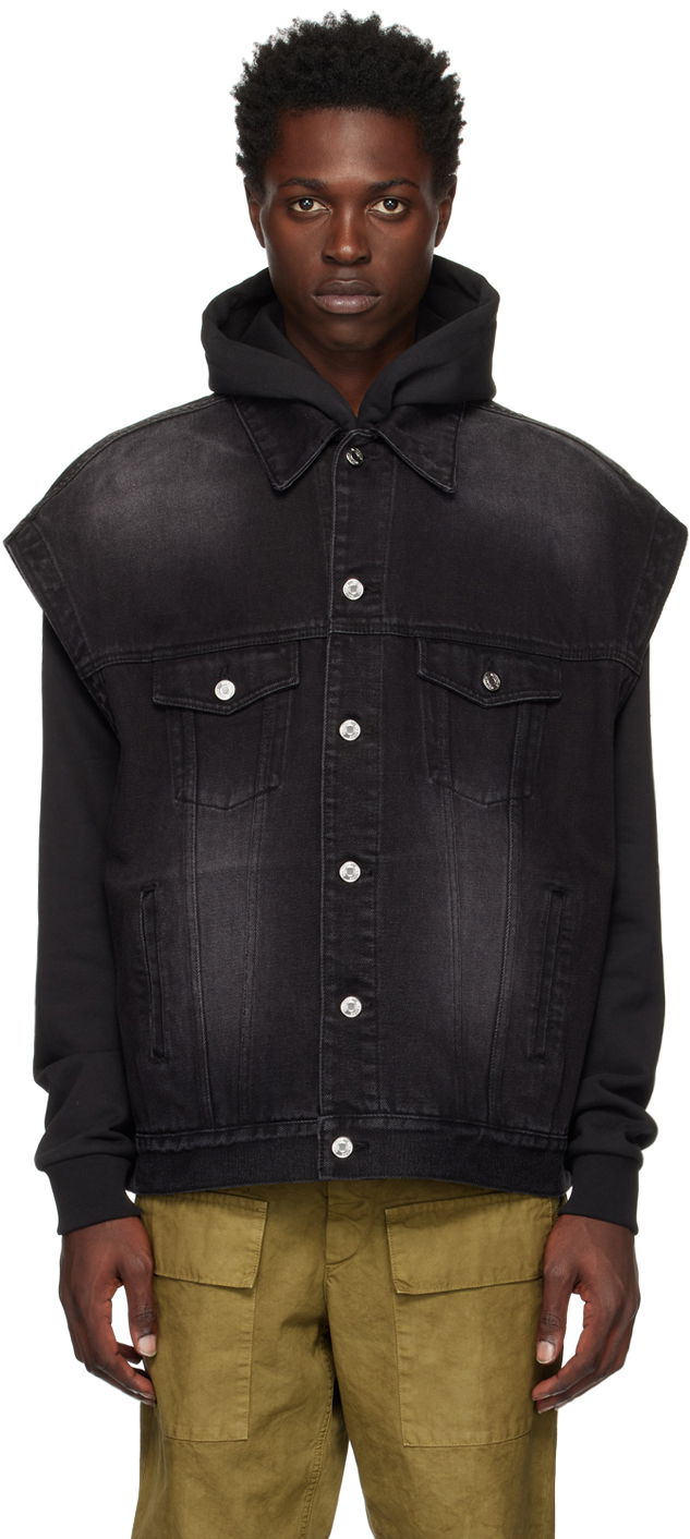 Väst We11done We11done Oversized Trucker Denim Vest Svart | WD-DV3-22-385-U-BK