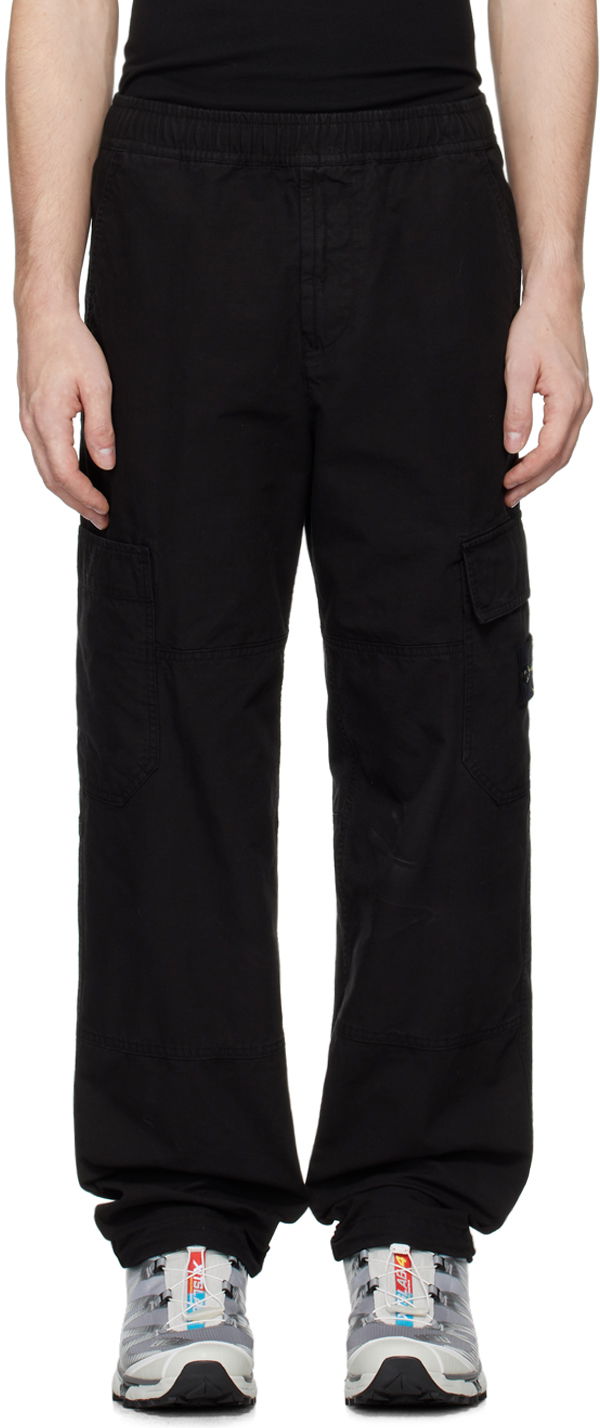 Cargo byxor Stone Island Black Relaxed-Fit Cargo Pants Svart | 811532212