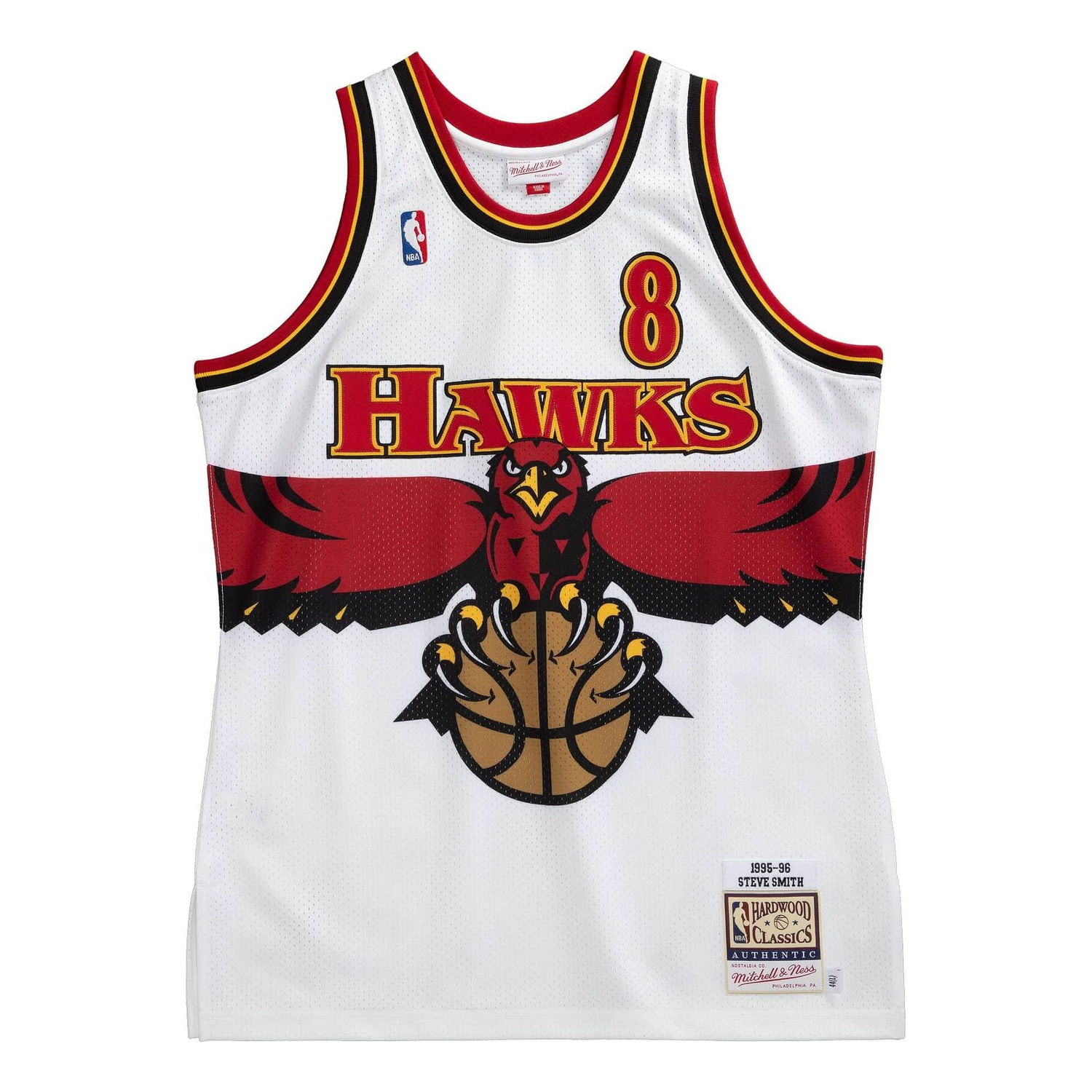 Jersey Mitchell & Ness NBA Atlanta Hawks 1995-96 Steve Smith 8 Jersey Vit | AJY4SB19087-AHAWHIT95SSM, 0