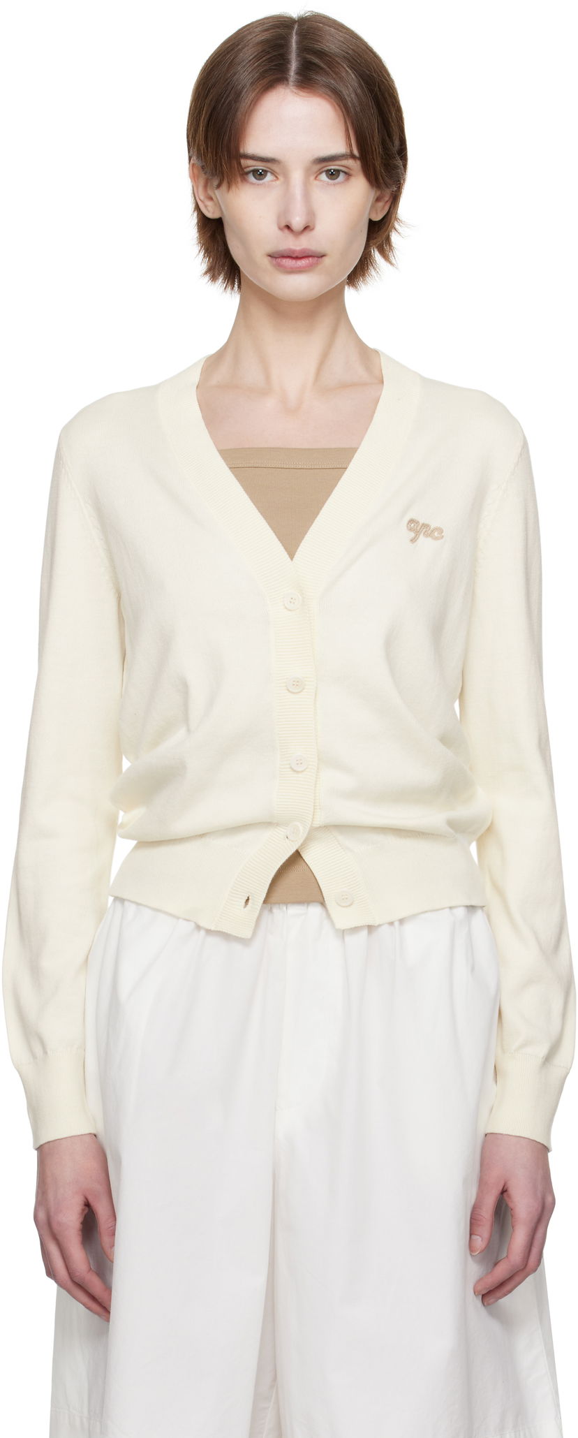 Sweater A.P.C. A.P.C. Berangere Cardigan Vit | COGDK-F22318