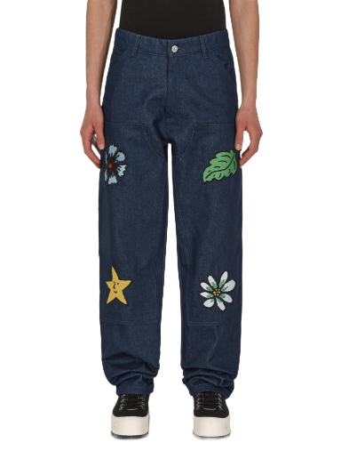 Byxor Sky High Farm Embroidered Workwear Denim Pants Mörkblå | SHF01P002 1
