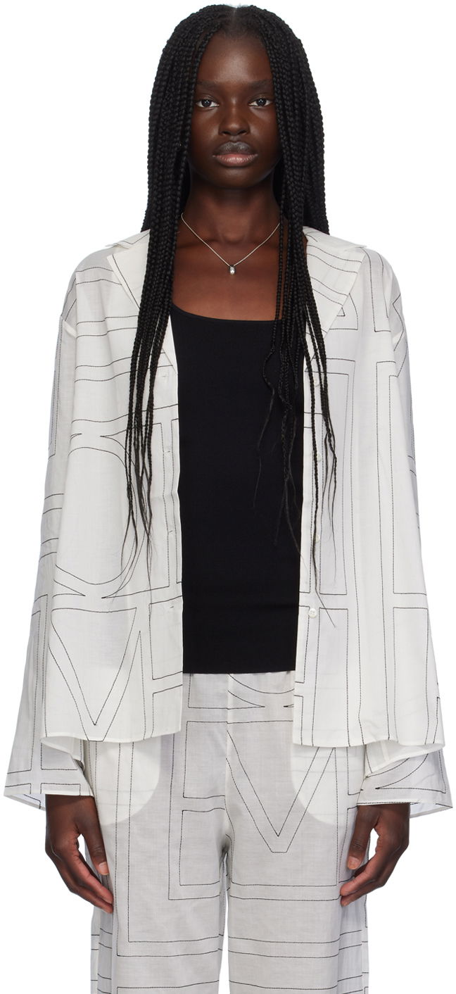 Skjorta TOTEME TOTEME Monogram Print Long Sleeve Shirt Vit | 243-WRT976-FB0239