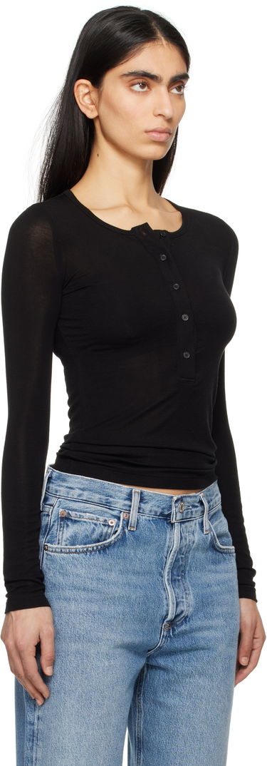 T-shirt AGOLDE AGOLDE Faustine Henley Top Svart | A7339-1618, 1