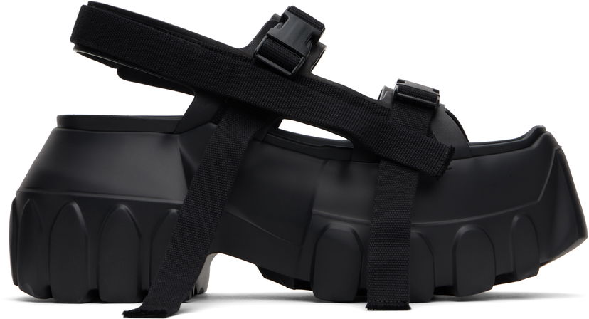 Sneakers och skor Rick Owens Rick Owens Hollywood Mega Tractor Sandals Svart | RU01E5866 LOO