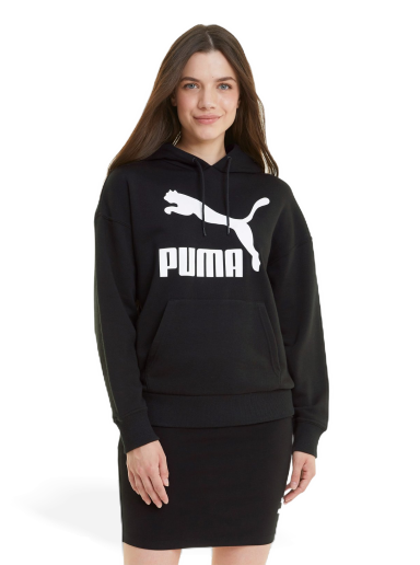Sweatshirt Puma Classics Logo Hoodie Svart | 530074_01