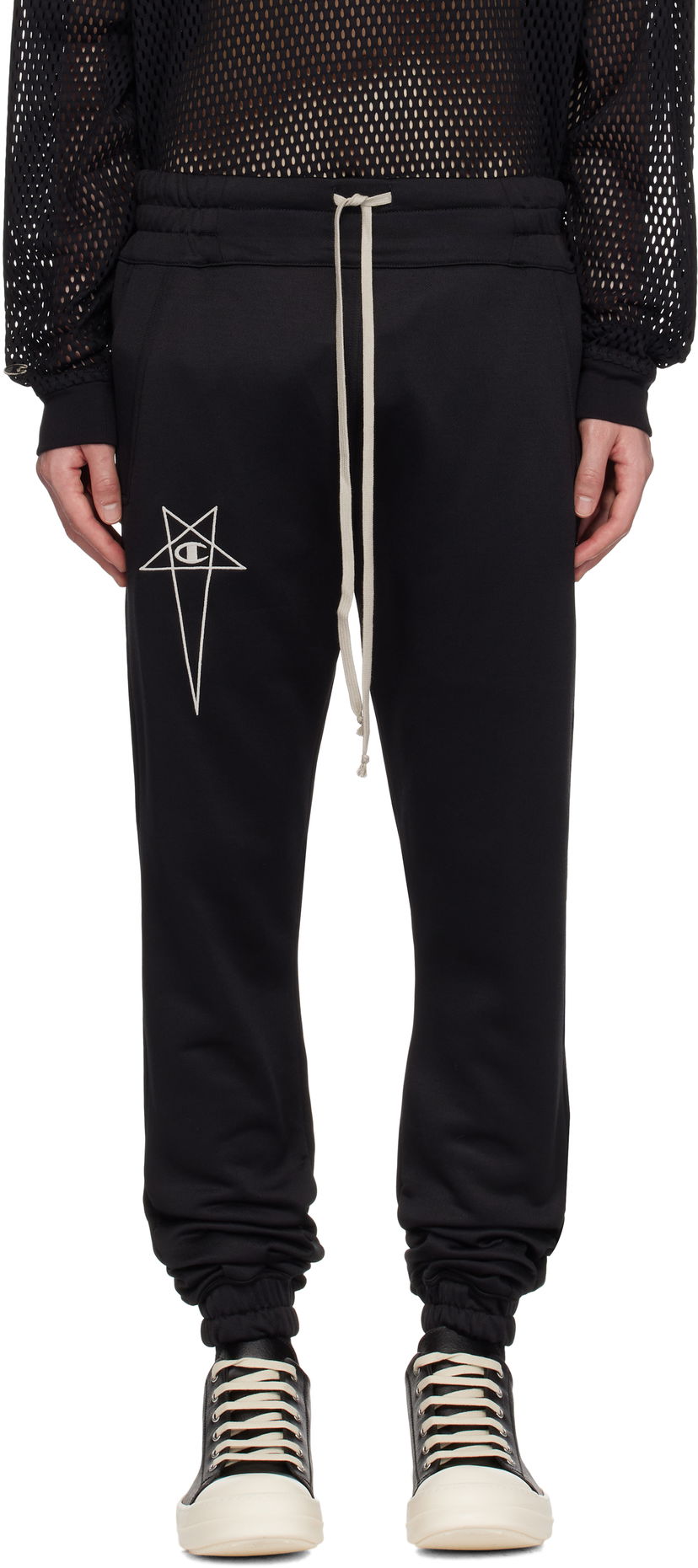 Träningsbyxor Rick Owens Rick Owens Champion Edition Joggers Sweatpants Svart | CM01E1684 CHJS SHINY SWEAT JERSE